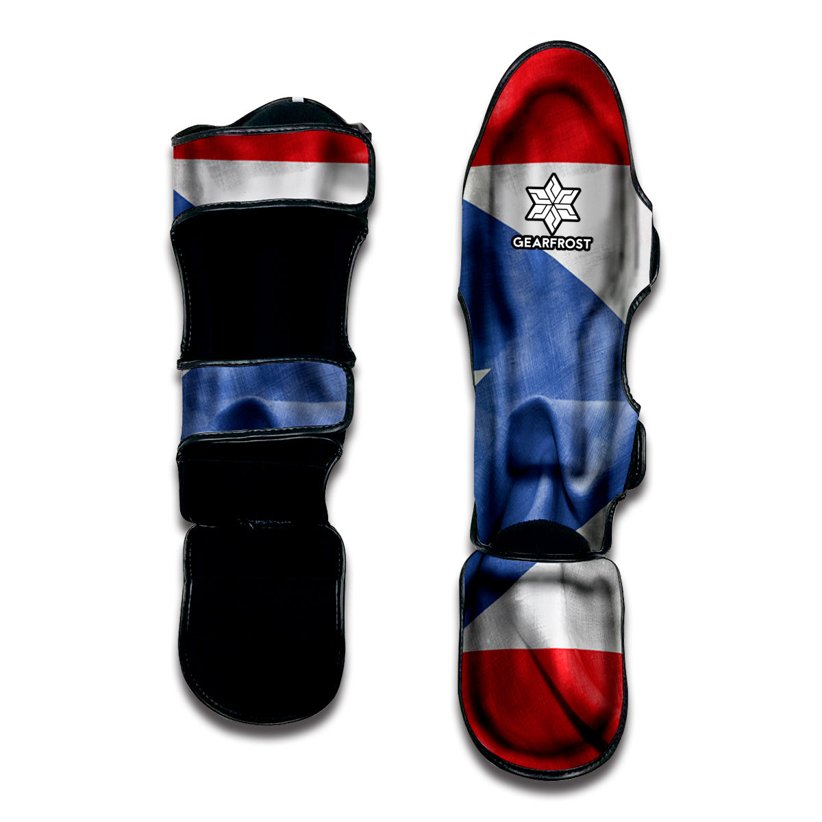 Wrinkled Puerto Rican Flag Print Muay Thai Shin Guard