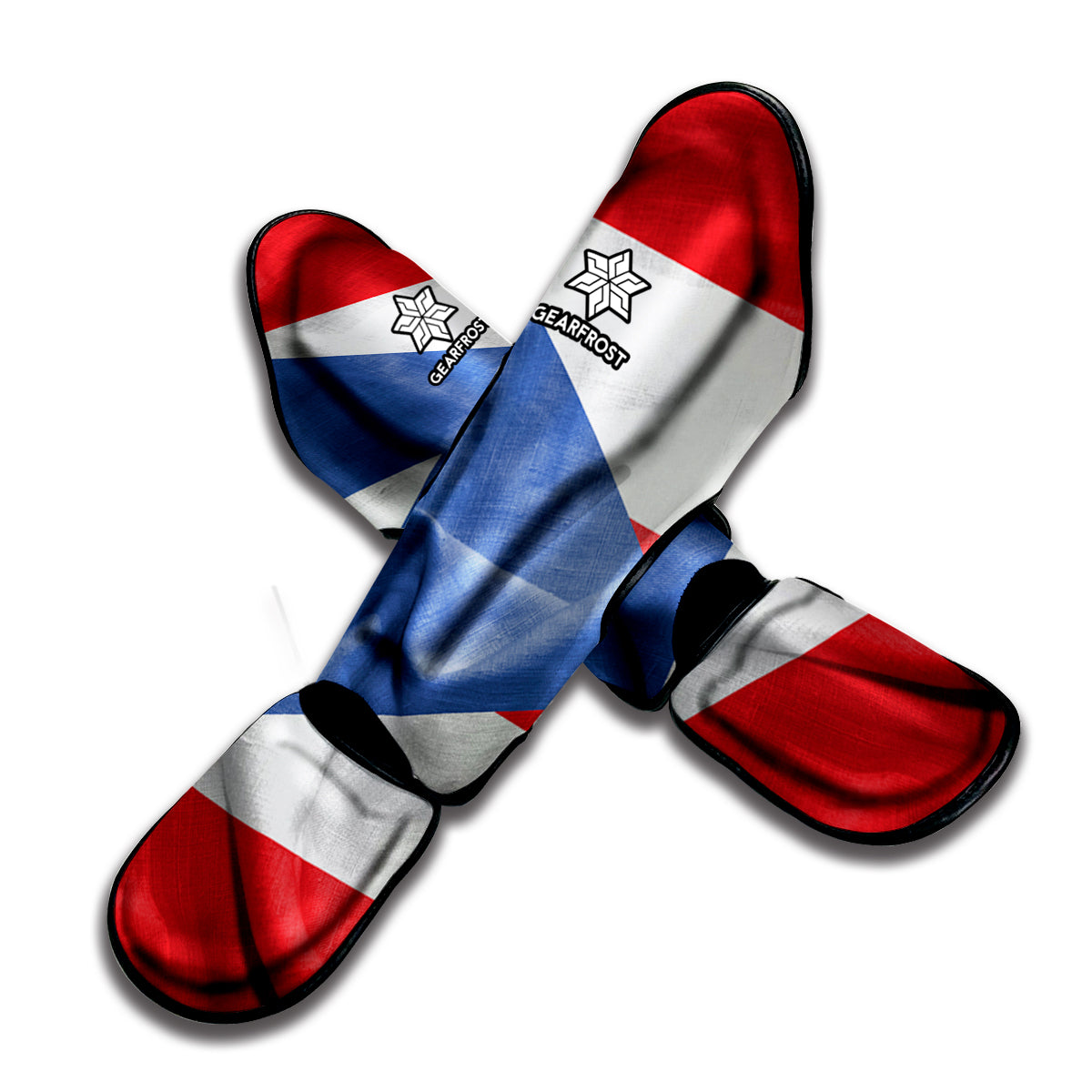 Wrinkled Puerto Rican Flag Print Muay Thai Shin Guard