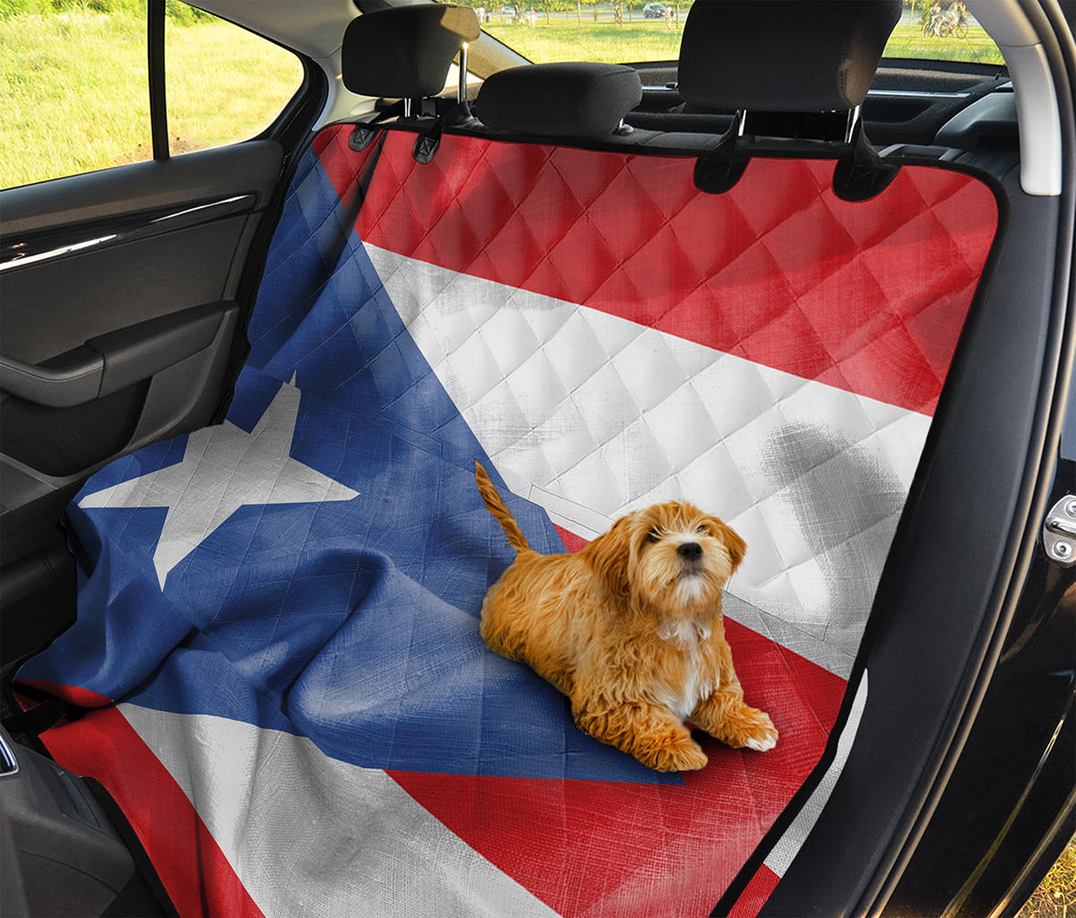 Wrinkled Puerto Rican Flag Print Pet Car Back Seat Cover