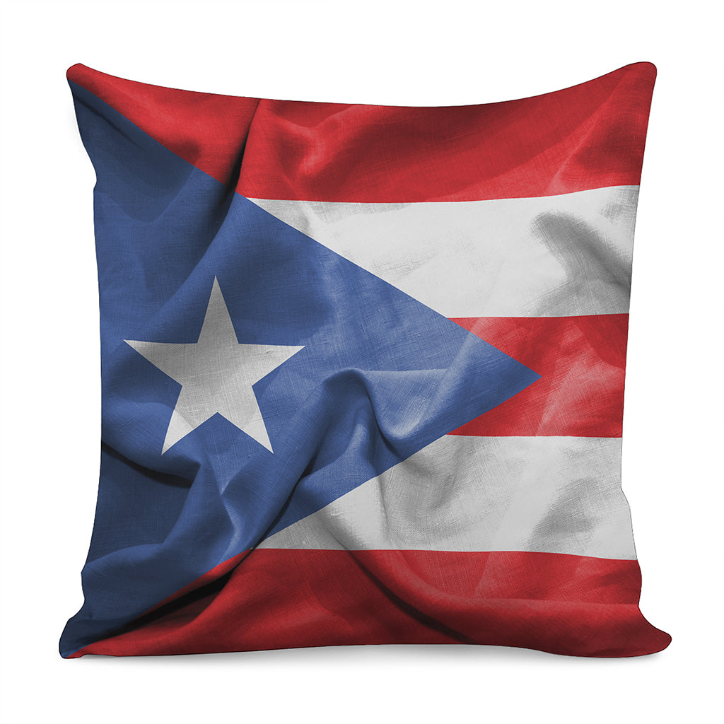 Wrinkled Puerto Rican Flag Print Pillow Cover