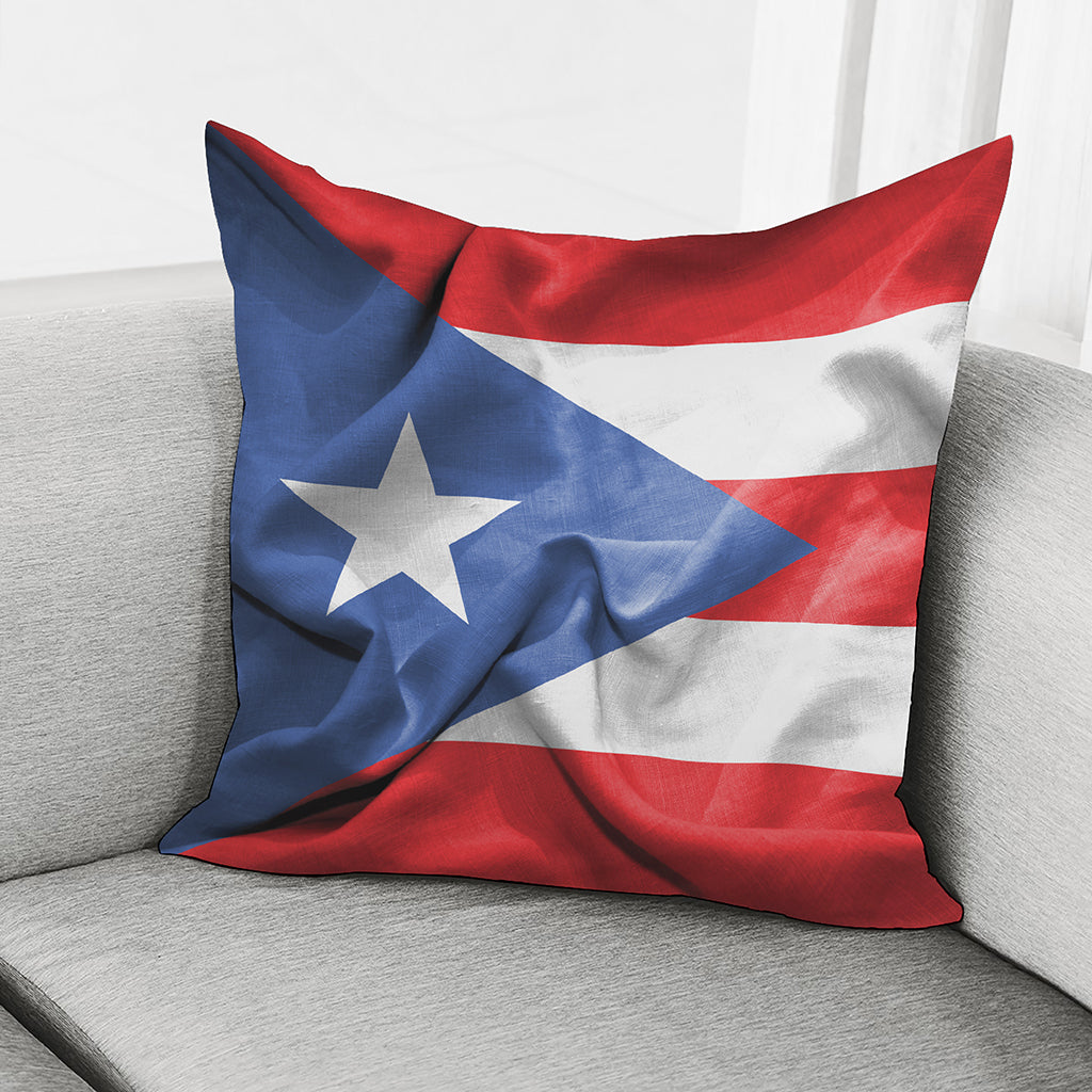 Wrinkled Puerto Rican Flag Print Pillow Cover