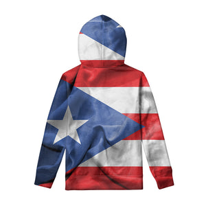 Wrinkled Puerto Rican Flag Print Pullover Hoodie