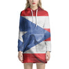 Wrinkled Puerto Rican Flag Print Pullover Hoodie Dress