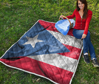 Wrinkled Puerto Rican Flag Print Quilt