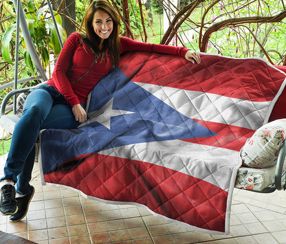 Wrinkled Puerto Rican Flag Print Quilt