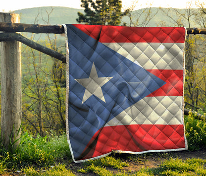 Wrinkled Puerto Rican Flag Print Quilt