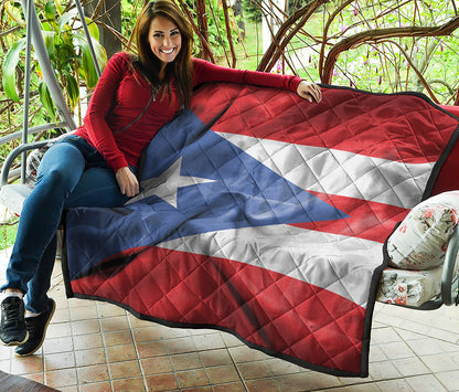 Wrinkled Puerto Rican Flag Print Quilt