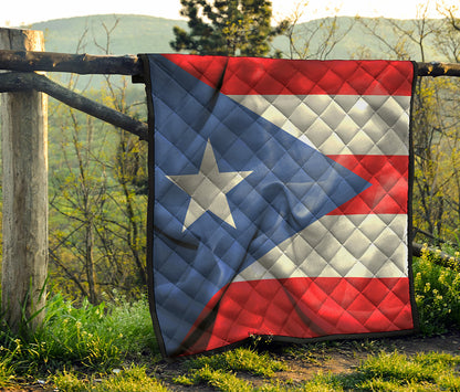 Wrinkled Puerto Rican Flag Print Quilt