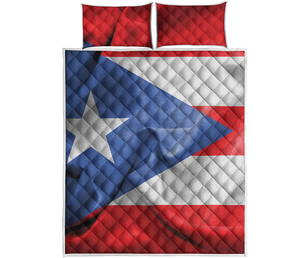 Wrinkled Puerto Rican Flag Print Quilt Bed Set
