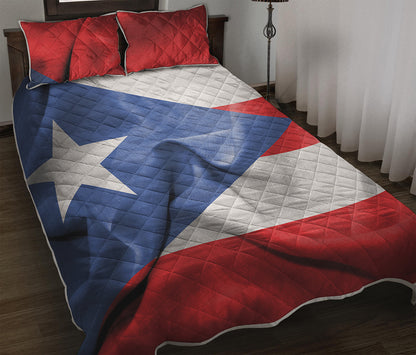 Wrinkled Puerto Rican Flag Print Quilt Bed Set