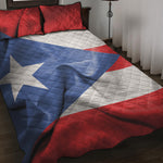 Wrinkled Puerto Rican Flag Print Quilt Bed Set
