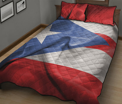 Wrinkled Puerto Rican Flag Print Quilt Bed Set
