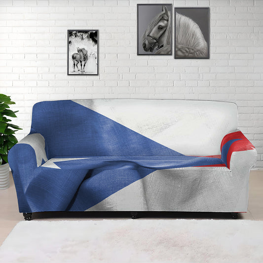 Wrinkled Puerto Rican Flag Print Sofa Cover