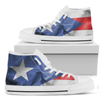 Wrinkled Puerto Rican Flag Print White High Top Shoes