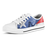 Wrinkled Puerto Rican Flag Print White Low Top Shoes