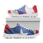 Wrinkled Puerto Rican Flag Print White Sneakers