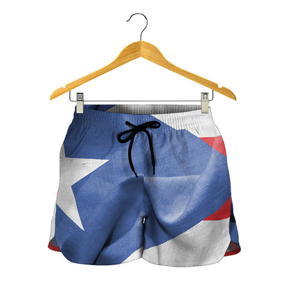 Wrinkled Puerto Rican Flag Print Women's Shorts