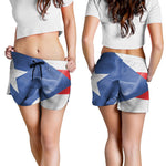 Wrinkled Puerto Rican Flag Print Women's Shorts