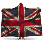 Wrinkled Union Jack British Flag Print Hooded Blanket GearFrost