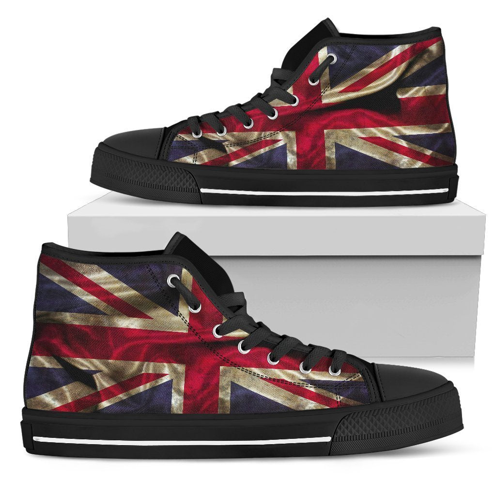 Wrinkled Union Jack British Flag Print Men's High Top Shoes GearFrost