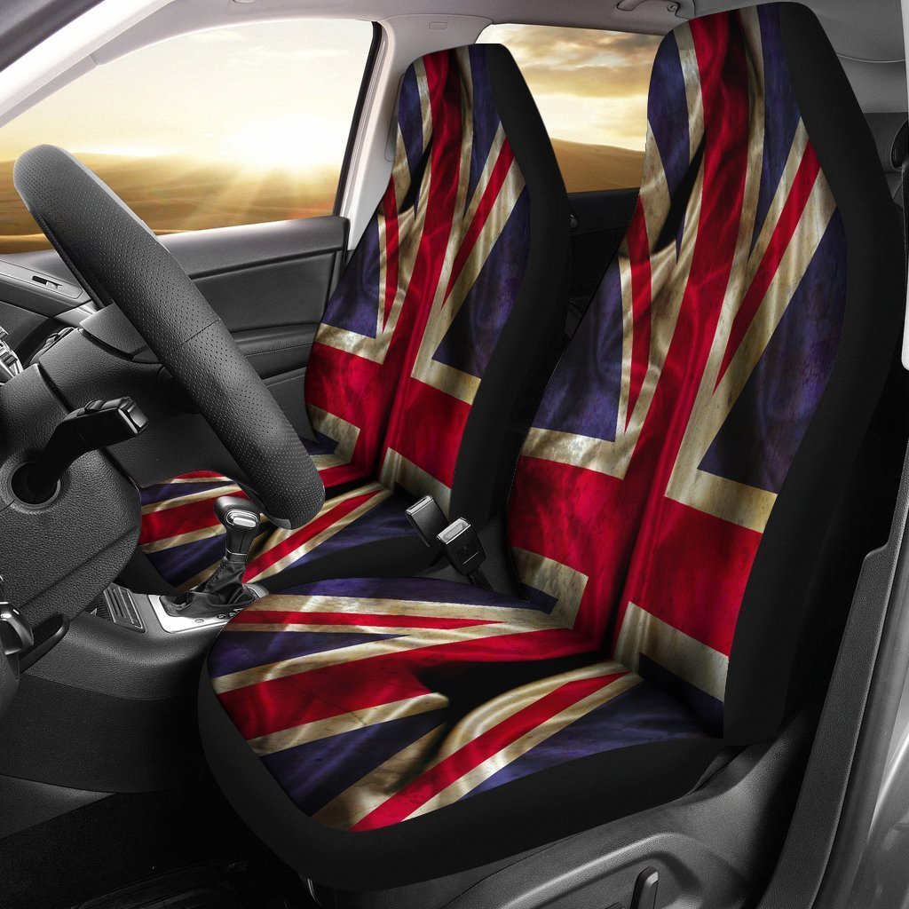 Wrinkled Union Jack British Flag Print Universal Fit Car Seat Covers GearFrost