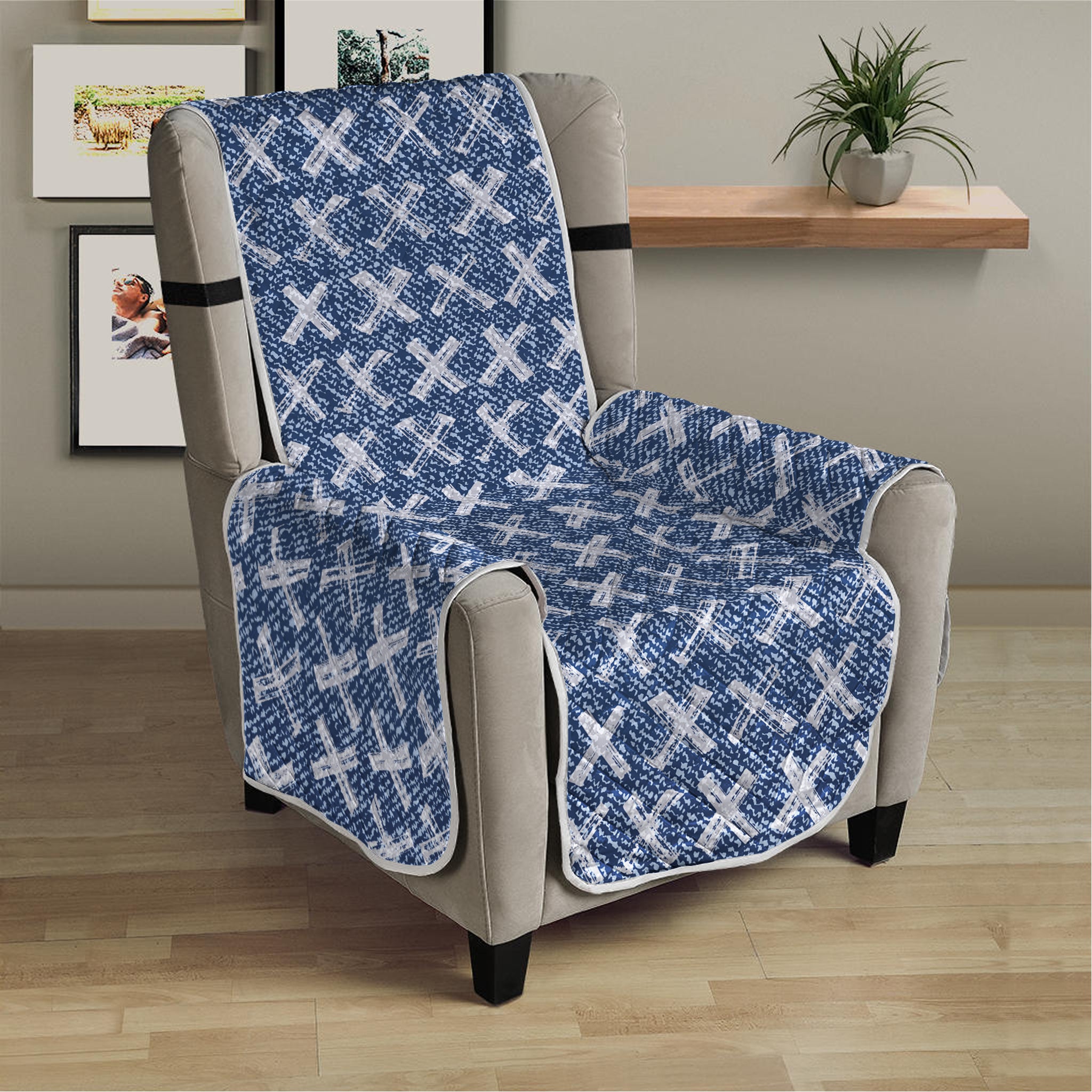 X Cross Denim Jeans Pattern Print Armchair Protector