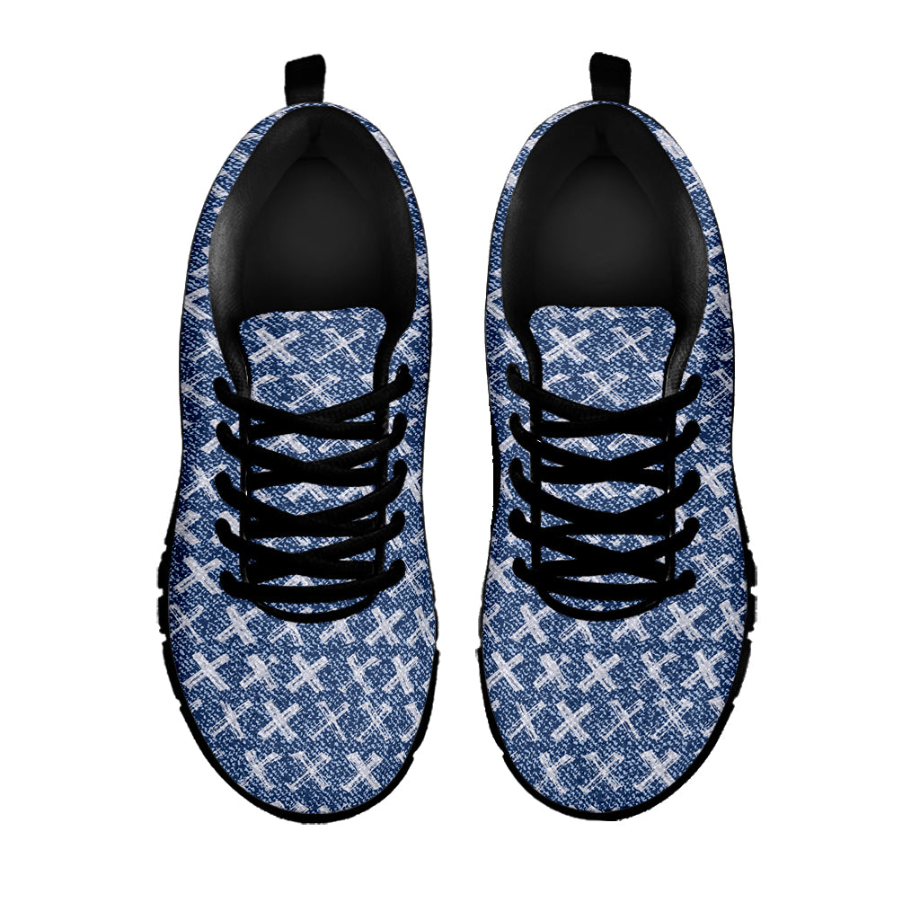 X Cross Denim Jeans Pattern Print Black Sneakers