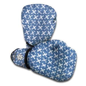 X Cross Denim Jeans Pattern Print Boxing Gloves