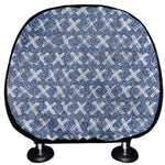 X Cross Denim Jeans Pattern Print Car Headrest Covers