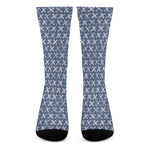 X Cross Denim Jeans Pattern Print Crew Socks