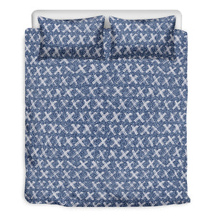 X Cross Denim Jeans Pattern Print Duvet Cover Bedding Set