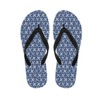 X Cross Denim Jeans Pattern Print Flip Flops