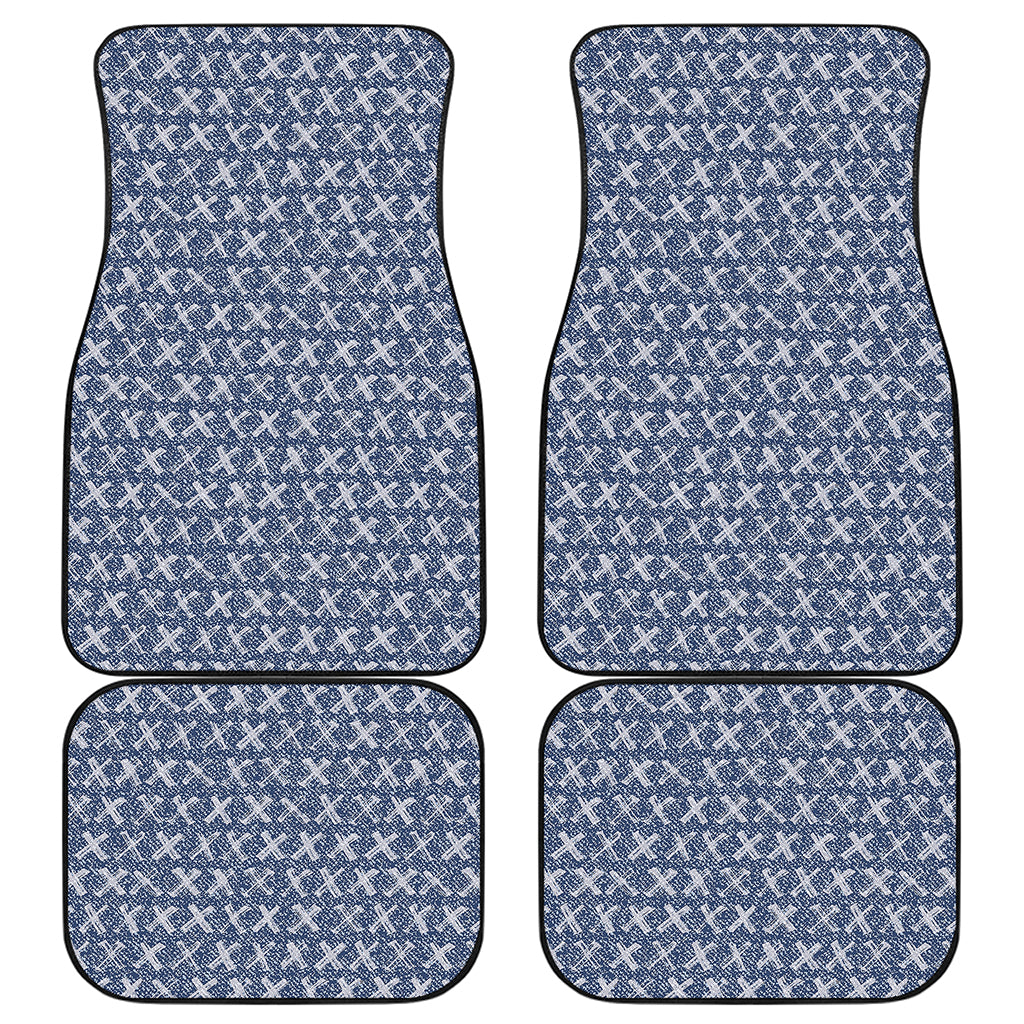 X Cross Denim Jeans Pattern Print Front and Back Car Floor Mats