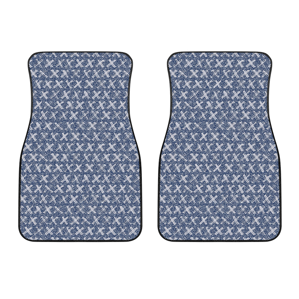 X Cross Denim Jeans Pattern Print Front Car Floor Mats