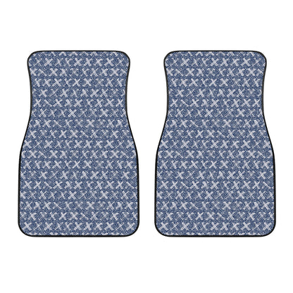 X Cross Denim Jeans Pattern Print Front Car Floor Mats