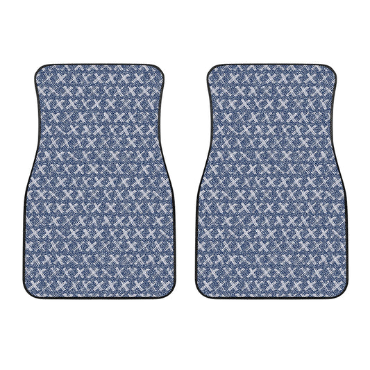 X Cross Denim Jeans Pattern Print Front Car Floor Mats