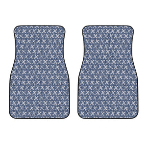 X Cross Denim Jeans Pattern Print Front Car Floor Mats