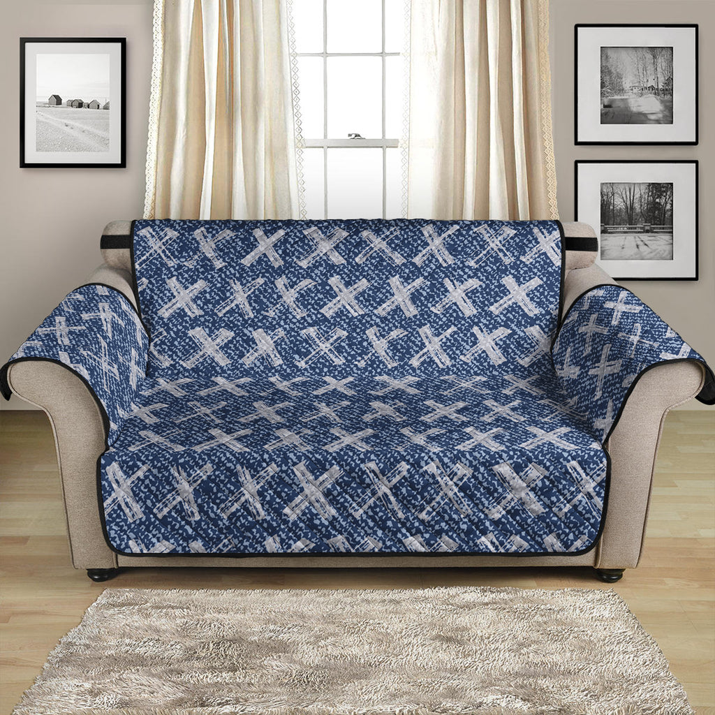 X Cross Denim Jeans Pattern Print Loveseat Protector