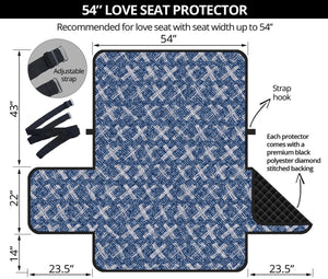 X Cross Denim Jeans Pattern Print Loveseat Protector