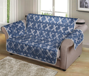 X Cross Denim Jeans Pattern Print Loveseat Protector