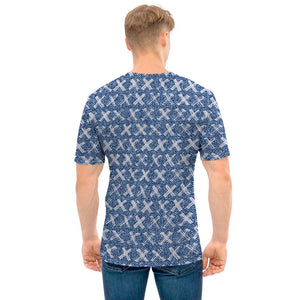 X Cross Denim Jeans Pattern Print Men's T-Shirt