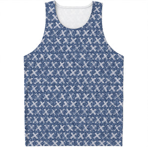 X Cross Denim Jeans Pattern Print Men's Tank Top