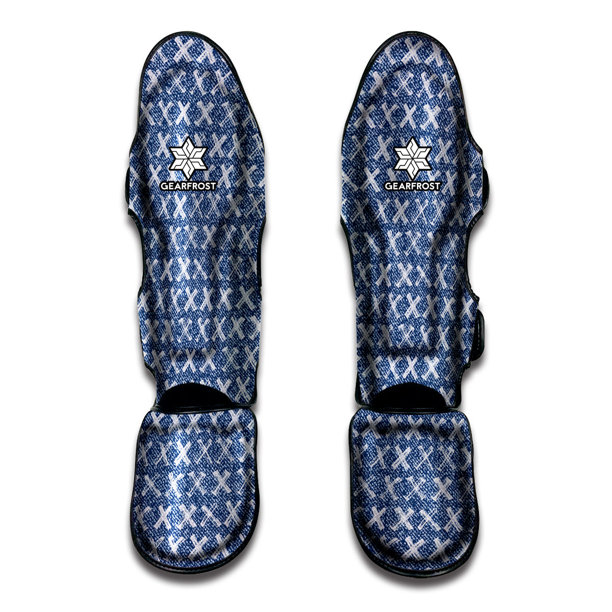 X Cross Denim Jeans Pattern Print Muay Thai Shin Guard