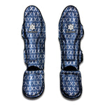 X Cross Denim Jeans Pattern Print Muay Thai Shin Guard