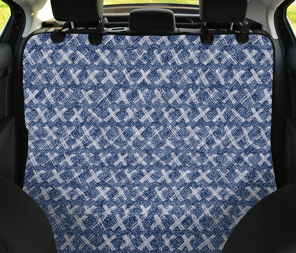 X Cross Denim Jeans Pattern Print Pet Car Back Seat Cover