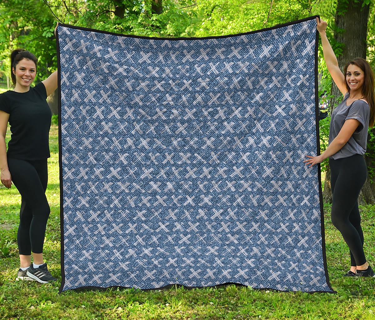 X Cross Denim Jeans Pattern Print Quilt