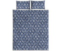 X Cross Denim Jeans Pattern Print Quilt Bed Set