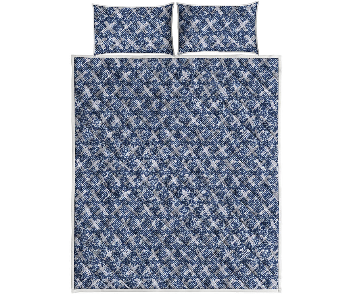 X Cross Denim Jeans Pattern Print Quilt Bed Set