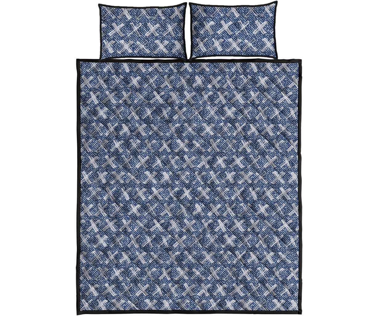 X Cross Denim Jeans Pattern Print Quilt Bed Set