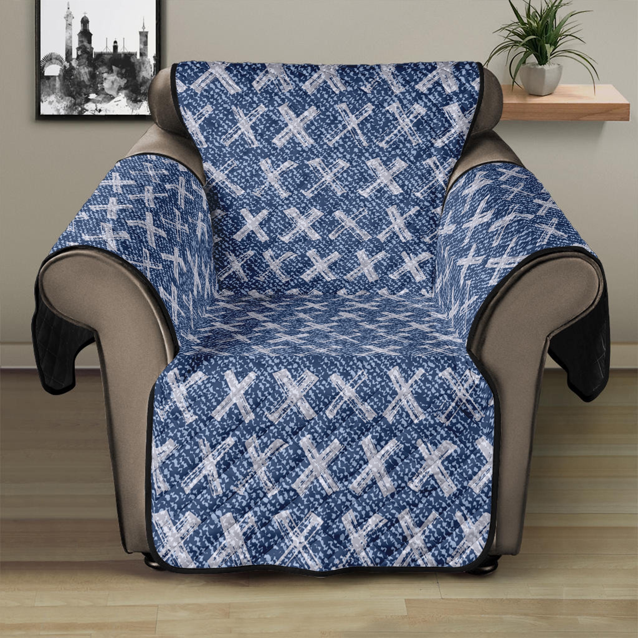 X Cross Denim Jeans Pattern Print Recliner Protector